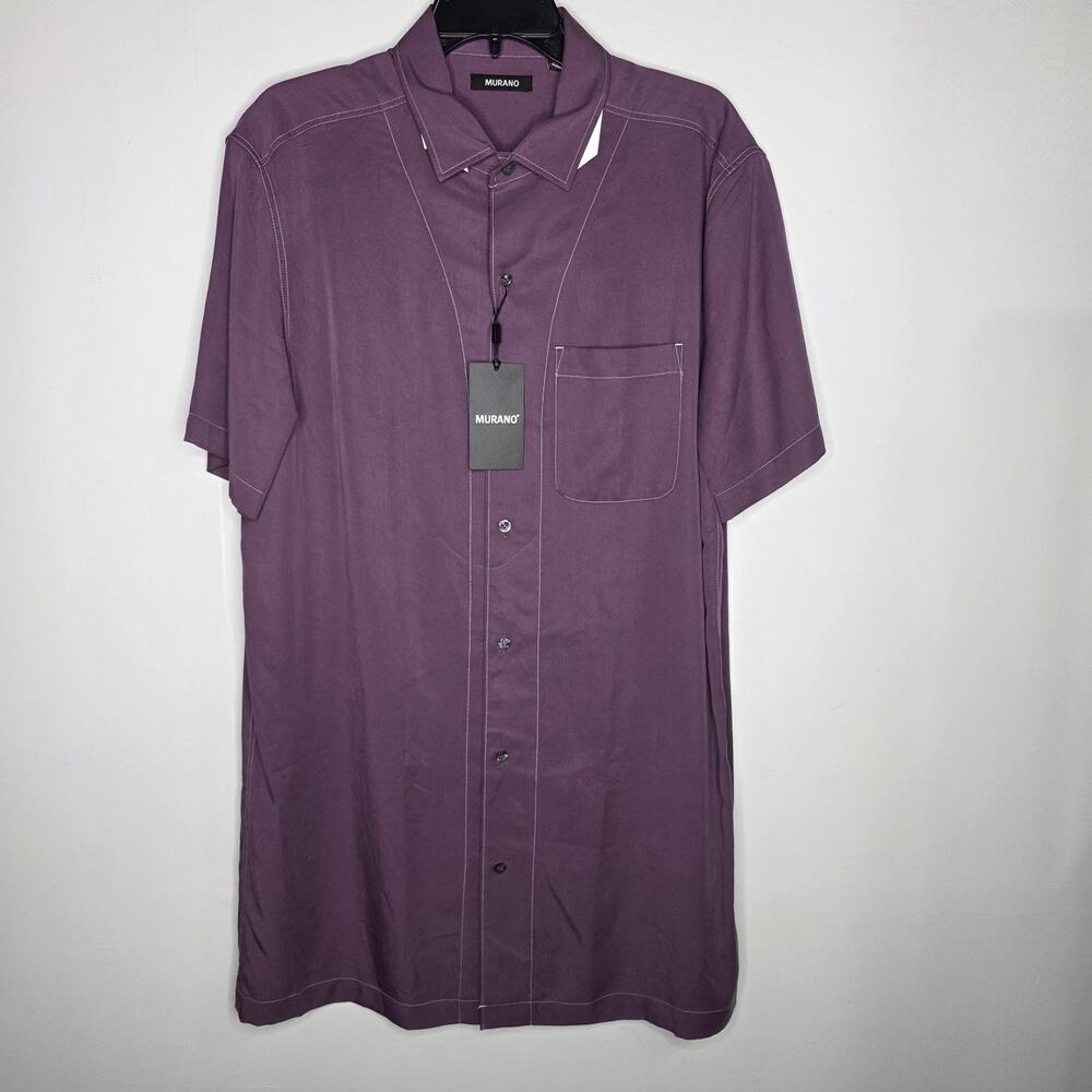 Murano Mens LT Shirt Interdimensional Purple White Contrast Stitch Short Sleeve
